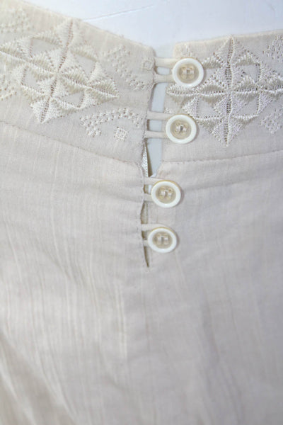 BCBGMAXAZRIA Womens Beige Embroidered Detail Sleeveless Shift Dress Size 4