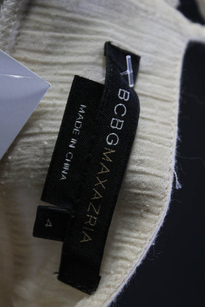BCBGMAXAZRIA Womens Beige Embroidered Detail Sleeveless Shift Dress Size 4