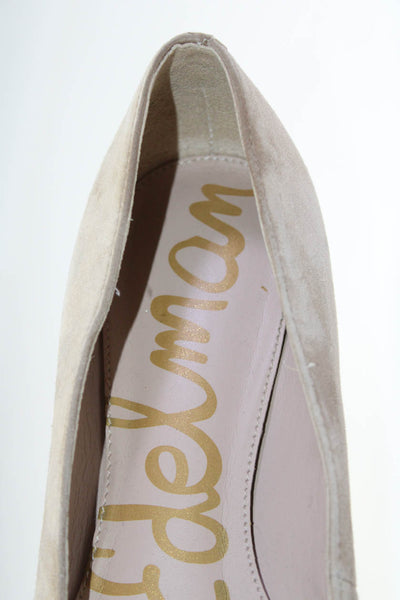 Sam Edelman Womens Sally Pointed Toe Ballet Flats Beige Suede Size 9.5