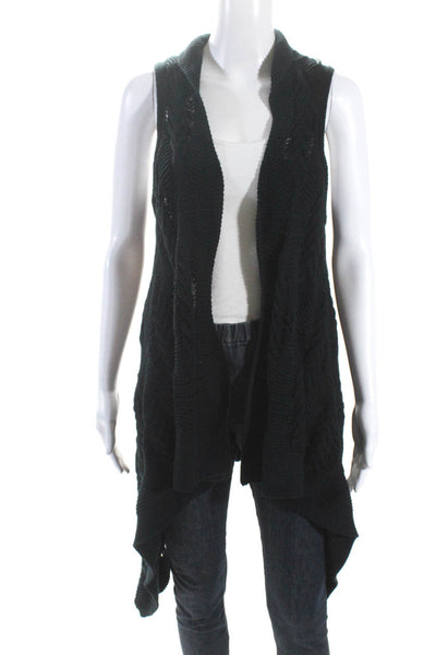 Alice + Olivia Womens Sleeveless Open Knit Shell Cardigan Sweater Navy Blue XS