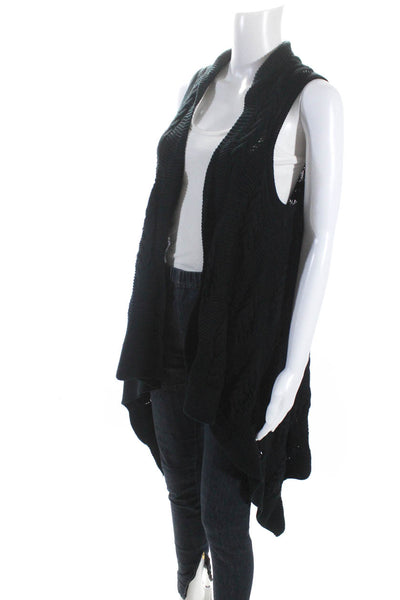 Alice + Olivia Womens Sleeveless Open Knit Shell Cardigan Sweater Navy Blue XS