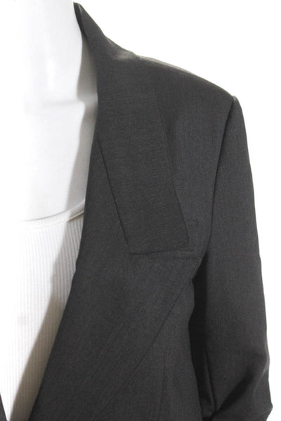 Elizabeth and James Womens Single Button Half Sleeve Blazer Jacket Gray Size 6