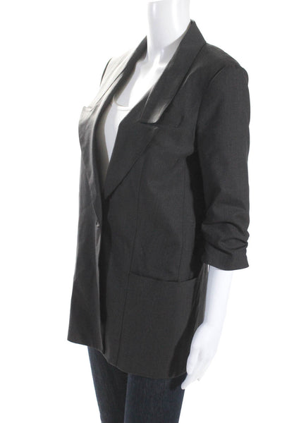 Elizabeth and James Womens Single Button Half Sleeve Blazer Jacket Gray Size 6