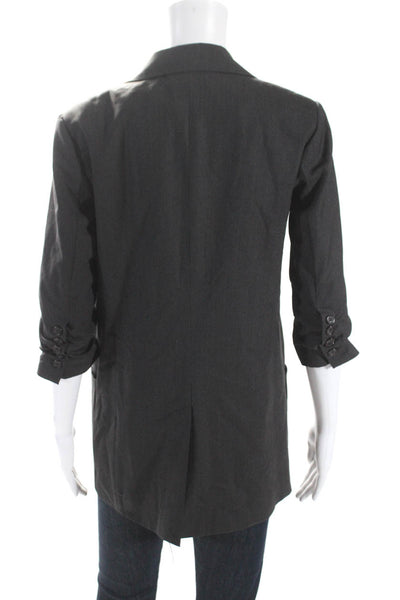 Elizabeth and James Womens Single Button Half Sleeve Blazer Jacket Gray Size 6