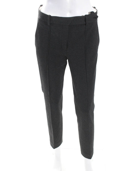 Theory Womens Dark Gray Textured High Rise Pleated Straight Dress Pants Size 4