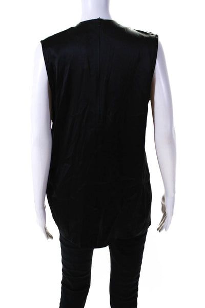 Givenchy Womens Black Silk Embellished V-Neck Sleeveless Blouse Top Size 40