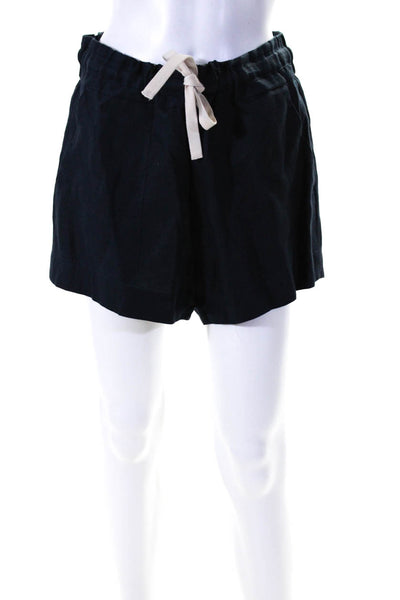 A.L.C. Womens Navy Blue Linen Drawstring High Waisted Casual Shorts Size 6