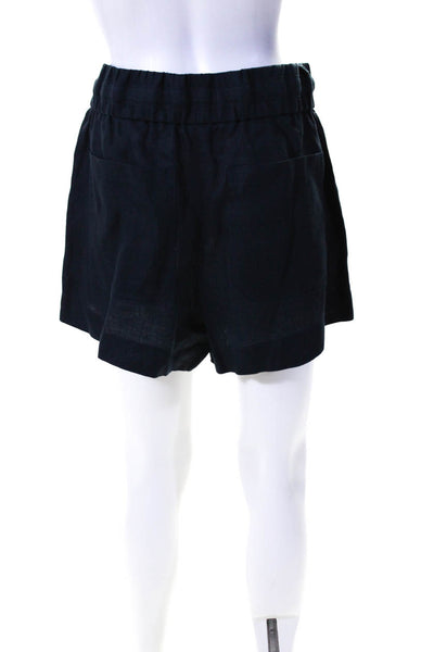 A.L.C. Womens Navy Blue Linen Drawstring High Waisted Casual Shorts Size 6