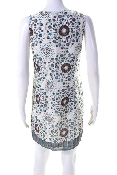 Lolita Jaca Womens White Printed Cotton V-Neck Sleeveless Mini Dress Size S