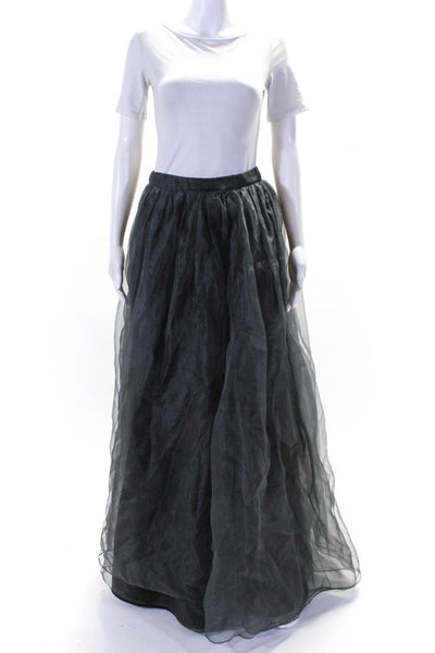 Alice + Olivia Womens Back Zip Sheer Overlay Silk Cocktail Skirt Gray Size 6