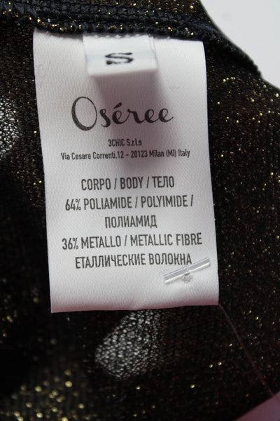 Oseree Womens High Rise Drawstring Metallic Knit Pants Brown Size Small