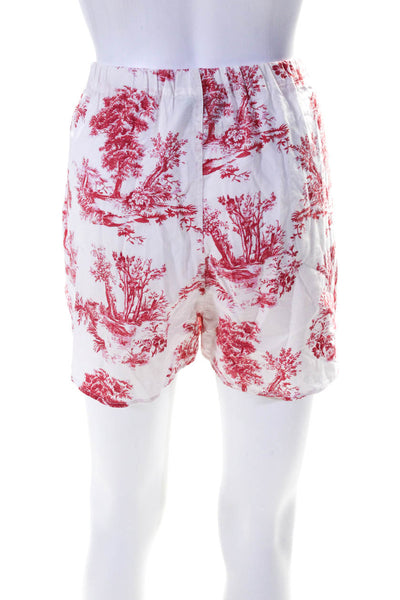 Cara Cara Womens Tree Printed Cropped Shirt Shorts Set White Red Medium