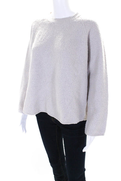 Vince Womens Wool Round Neck Long Sleeve Pullover Sweater Top Beige Size L