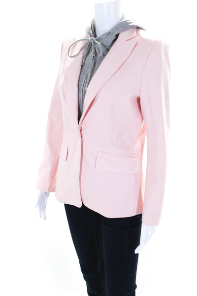 Central Park West Womens Pink One Button Removable Hood Long Sleeve Blazer SizeS