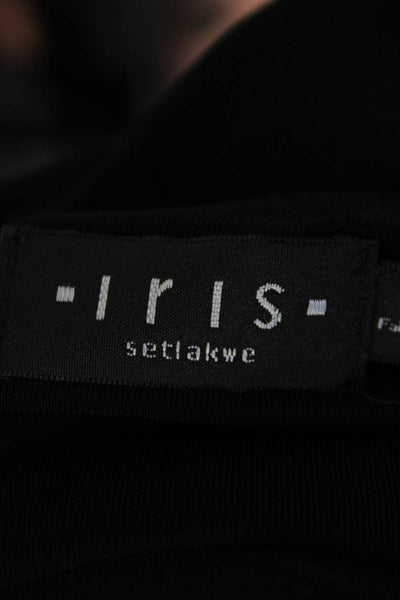 Iris Setlakwe Womens Leather Contrast Cropped Light Jacket Black Size Large