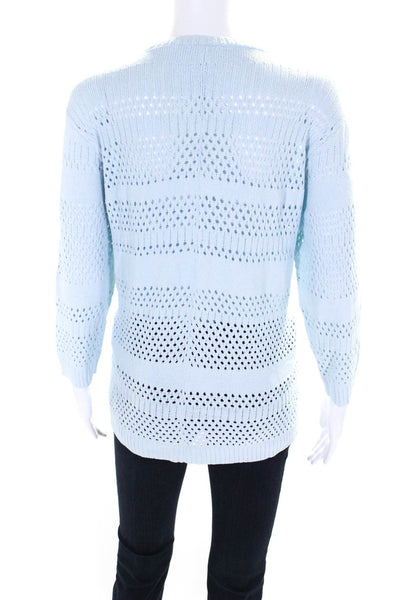 Ball Of Cotton Womens Knit Long Sleeves V Neck Sweater Sky Blue Size Medium