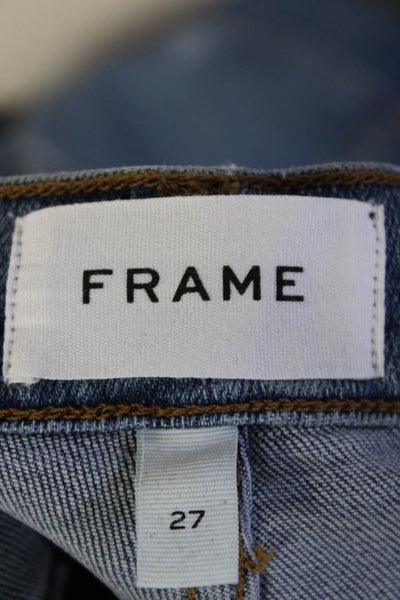 Frame Womens High Rise Skinny Leg Carmen Ripped Jeans Black Cotton Size 27