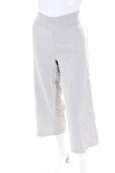 Avenue Montaigne Womens Linen High Rise Wide Leg Pants Beige White Size 8