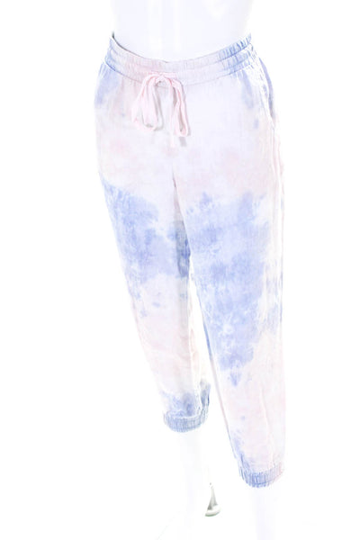 Bella Dahl Womens Tie Dye Print Drawstring Pants Pink Blue Size Medium