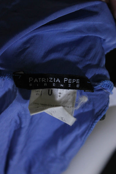 Patrizia Pepe Womens Blue Open Front Short Sleeve Bolero Top Size OS
