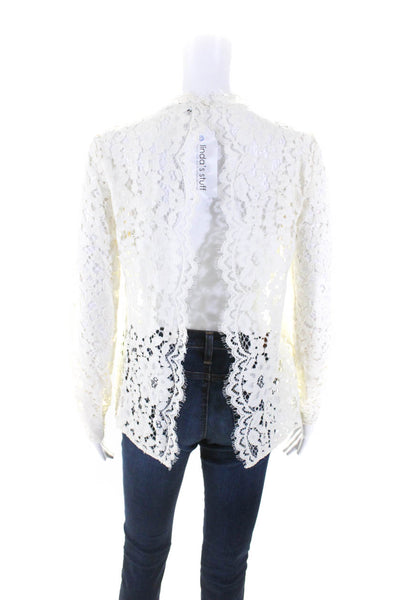 Alexis Womens Long Sleeve Crew Neck Open Back Lace Top White Size Small