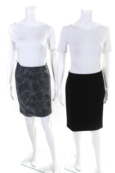 Theory Pure Womens Black Wool Side Zip Knee Length Pencil Skirt Size 2 lot 2