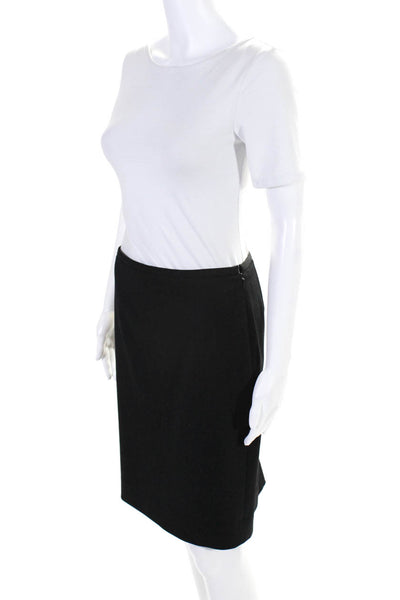 Theory Pure Womens Black Wool Side Zip Knee Length Pencil Skirt Size 2 lot 2