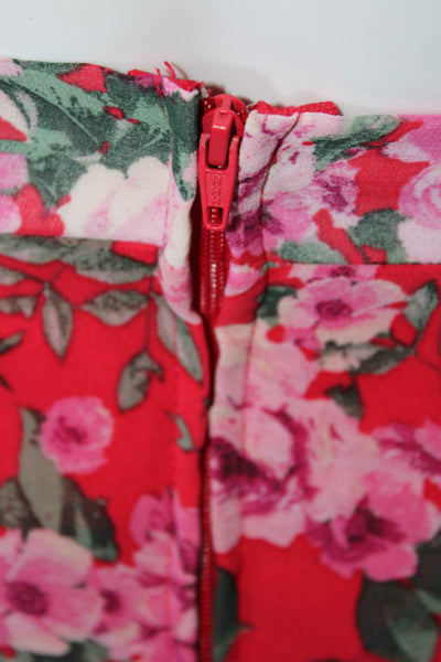 BCBG Max Azria Womens Floral Flounce Sleeve Backless Mini Dress Pink Size S