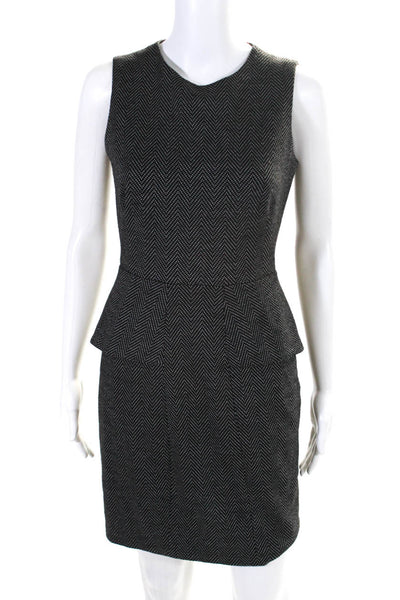 Cynthia Steffe Womens Spotted Textured Zipped Peplum Sheath Dress Black Size 2