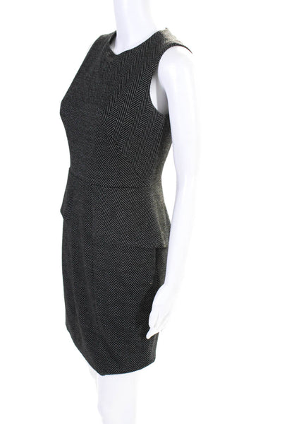 Cynthia Steffe Womens Spotted Textured Zipped Peplum Sheath Dress Black Size 2