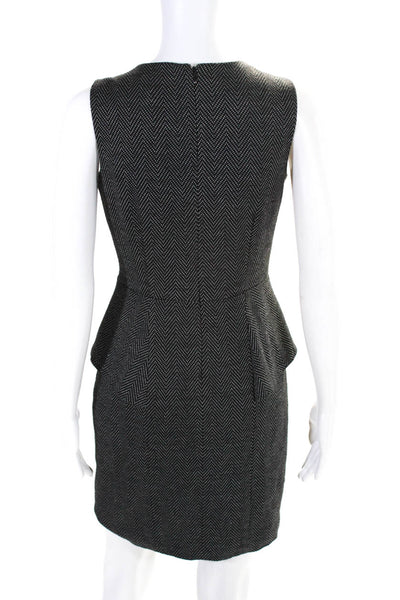 Cynthia Steffe Womens Spotted Textured Zipped Peplum Sheath Dress Black Size 2