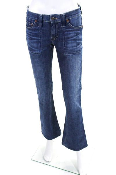 Red Engine Womens Flare Leg Flame Mid Rise Jeans Blue Cotton Size 29