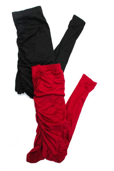 Junie Womens Ruched Pull On Leggings Black Red Size Medium Lot 2