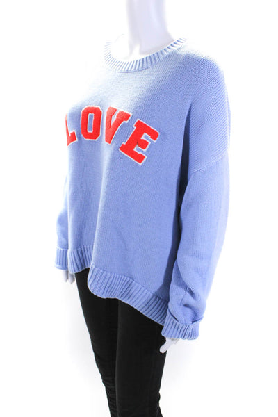 Tory Sport Womens Blue Cashmere Applique Crew Neck Pullover Sweater Top Size M