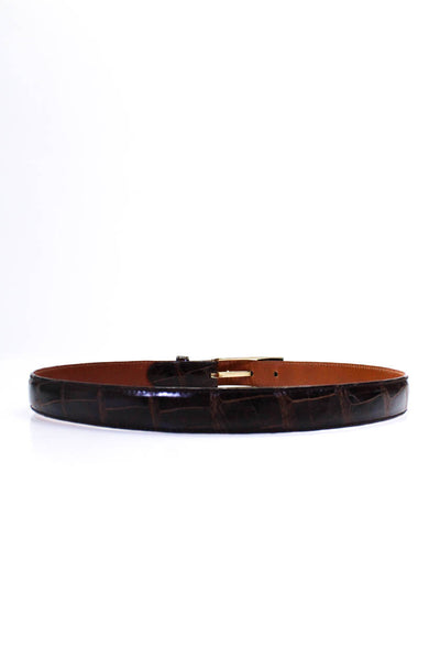 Tardini Womens Dark Brown Genuine American Alligator Leather Belt Size 32