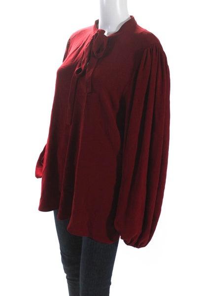 Elizabeth and James Womens Long Sleeves Key Hole Neck Blouse Red Size Large