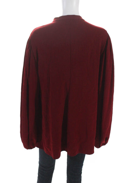 Elizabeth and James Womens Long Sleeves Key Hole Neck Blouse Red Size Large