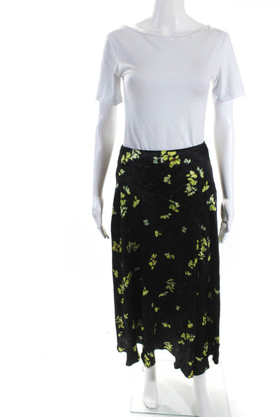 Cara Cara Womens Silk Floral Zipped Hook & Loop Front Slit Skirt Black Size 4