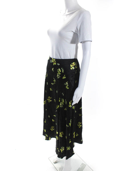 Cara Cara Womens Silk Floral Zipped Hook & Loop Front Slit Skirt Black Size 4