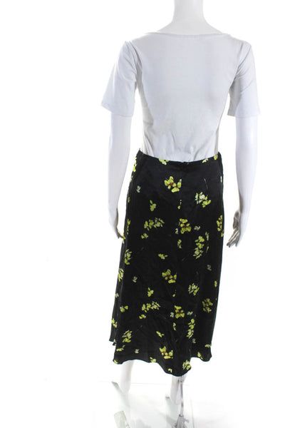 Cara Cara Womens Silk Floral Zipped Hook & Loop Front Slit Skirt Black Size 4