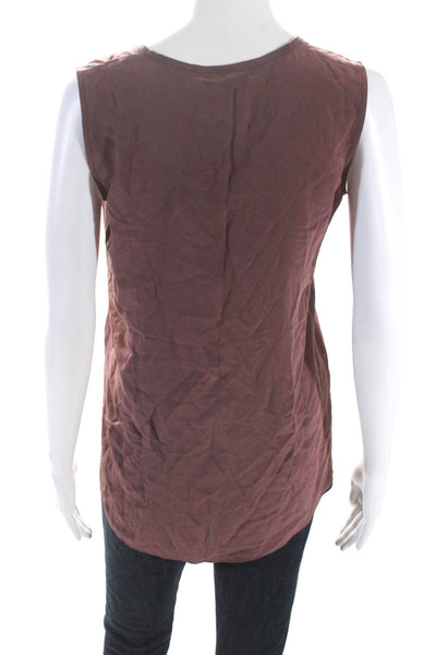 Eileen Fisher Women's Round Neck Sleeveless Silk Blouse Mauve Size XXS