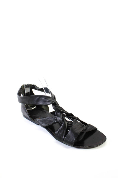 Maria Sharapova Cole Haan Womens Leather Strappy Twist Sandals Black Size 8.5 B