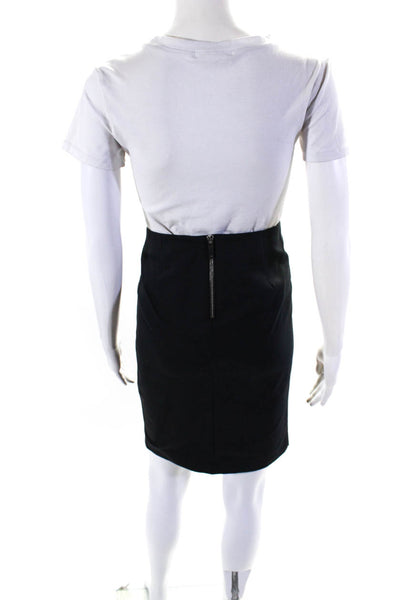 The Row Womens Cotton Back Zipped Front Pleated Midi Pencil Skirt Black Size 2