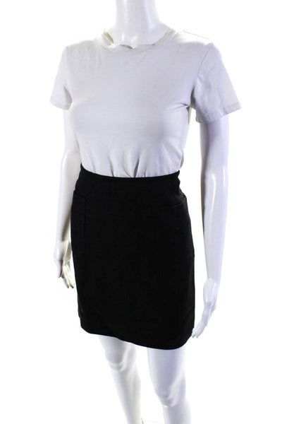 'S Max Mara Womens Cotton Textured Back Zipped Straight Short Skirt Black Size 2