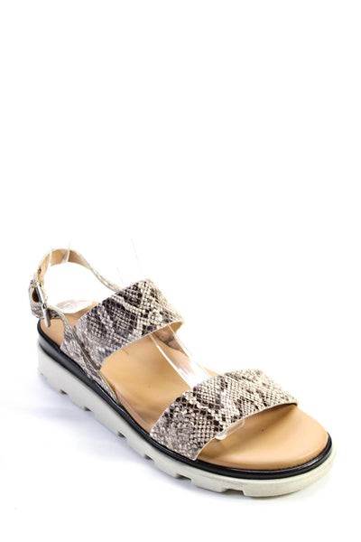 THE FLEXX Women's Open Toe Strappy Buckle Rubber Sole Sandals Snake Print Size 6