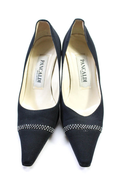 Pancaldi Women's Pointed Toe Rhinestone Embellish Party Pumps Black Size 6