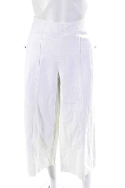 Milly Womens Side Zipped Flat Front Wide Leg Slip-On Dress Pants White Size 0