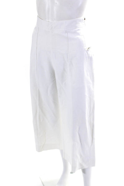 Milly Womens Side Zipped Flat Front Wide Leg Slip-On Dress Pants White Size 0