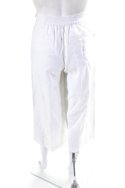 Milly Womens Side Zipped Flat Front Wide Leg Slip-On Dress Pants White Size 0