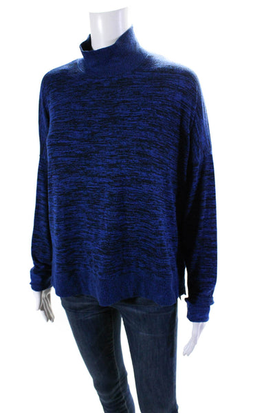 Rag & Bone Womens Long Sleeves Turtleneck Sweater Blue Black Size Large